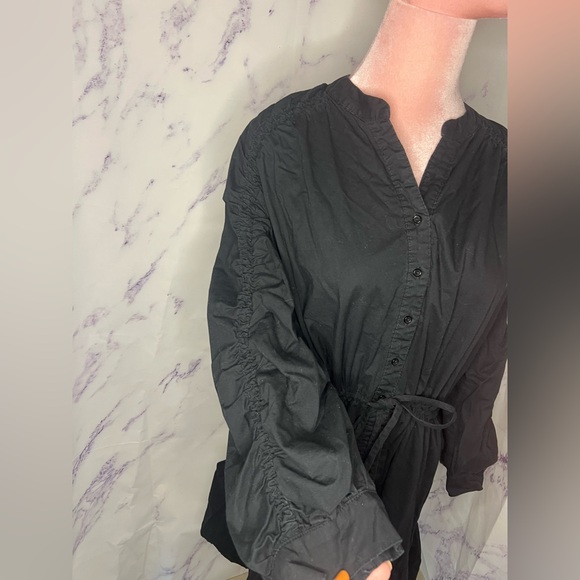 Aster The Label Black Ruched Shirt Dress Sz M - Picture 4 of 8